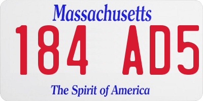 MA license plate 184AD5