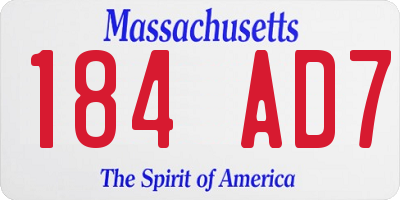 MA license plate 184AD7