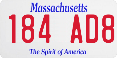 MA license plate 184AD8