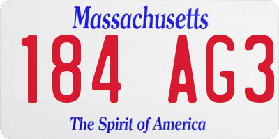 MA license plate 184AG3