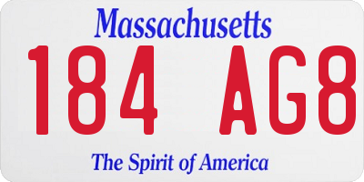 MA license plate 184AG8