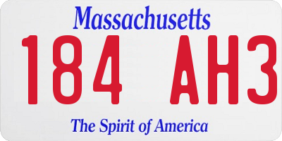 MA license plate 184AH3