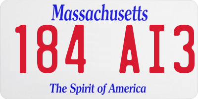MA license plate 184AI3