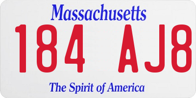MA license plate 184AJ8