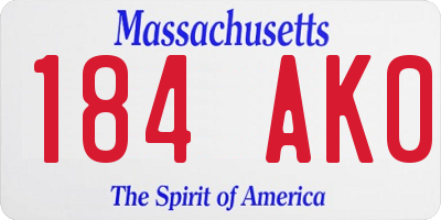 MA license plate 184AK0