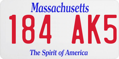 MA license plate 184AK5