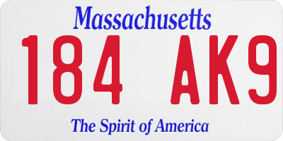 MA license plate 184AK9