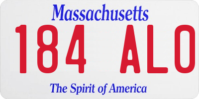 MA license plate 184AL0