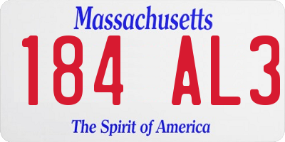 MA license plate 184AL3