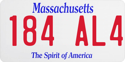 MA license plate 184AL4