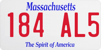 MA license plate 184AL5