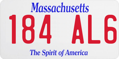 MA license plate 184AL6