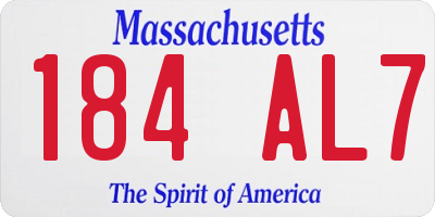 MA license plate 184AL7
