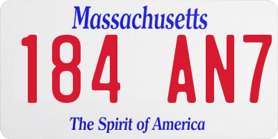 MA license plate 184AN7