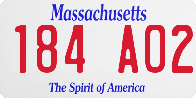 MA license plate 184AO2