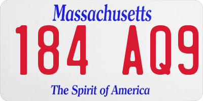 MA license plate 184AQ9