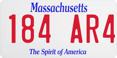 MA license plate 184AR4