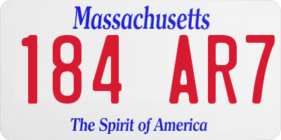 MA license plate 184AR7