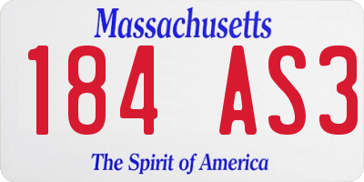 MA license plate 184AS3