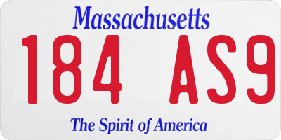 MA license plate 184AS9