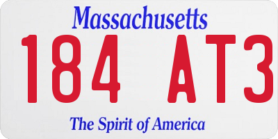 MA license plate 184AT3