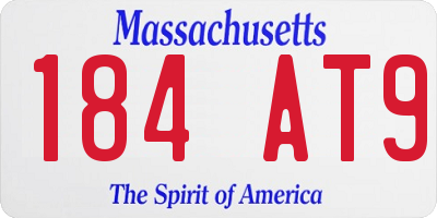 MA license plate 184AT9