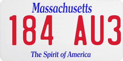 MA license plate 184AU3