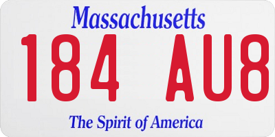 MA license plate 184AU8