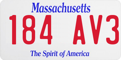 MA license plate 184AV3