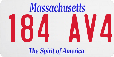 MA license plate 184AV4