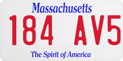 MA license plate 184AV5