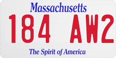 MA license plate 184AW2