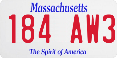 MA license plate 184AW3