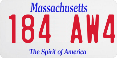 MA license plate 184AW4