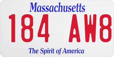 MA license plate 184AW8