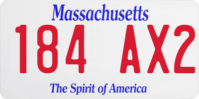 MA license plate 184AX2