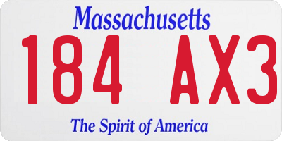MA license plate 184AX3