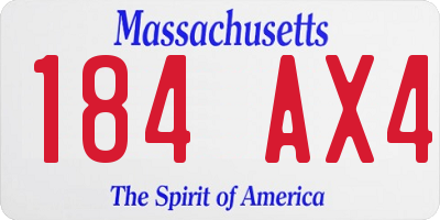 MA license plate 184AX4