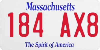 MA license plate 184AX8