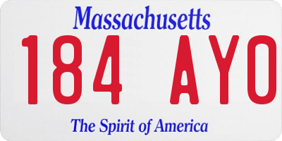 MA license plate 184AY0