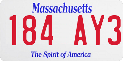 MA license plate 184AY3