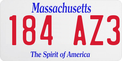 MA license plate 184AZ3