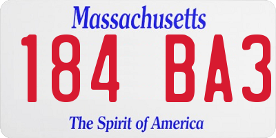 MA license plate 184BA3