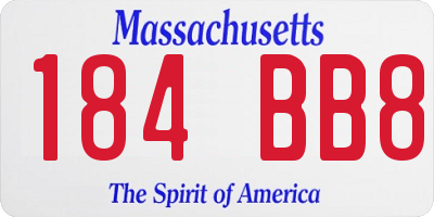 MA license plate 184BB8