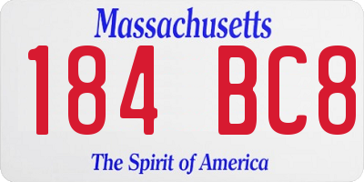 MA license plate 184BC8