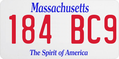 MA license plate 184BC9