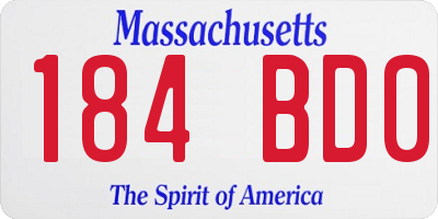 MA license plate 184BD0