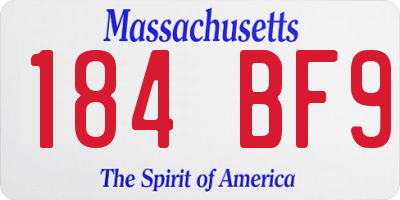 MA license plate 184BF9