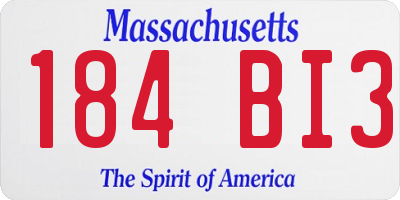 MA license plate 184BI3