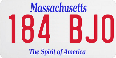 MA license plate 184BJ0